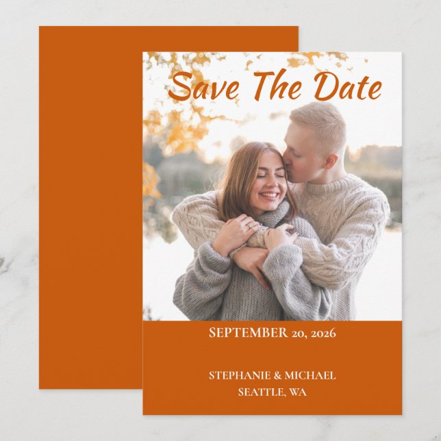 Simple Elegant Photo Wedding Save The Date Card (Front/Back)