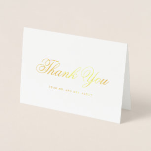 Simple Elegant Photo Wedding Thank You Gold Foil Card