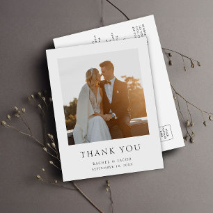 Simple Elegant Photo Wedding Thank You Postcard