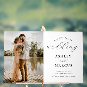 Simple Elegant Photo Wedding Welcome Acrylic Sign