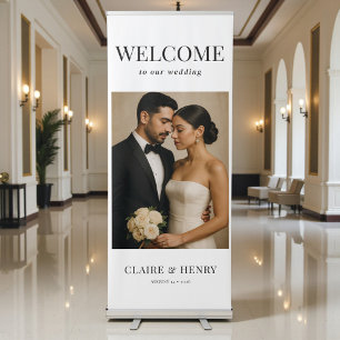 Simple Elegant Photo Wedding Welcome Retractable Banner