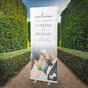 Simple Elegant Photo Wedding Welcome Retractable Banner