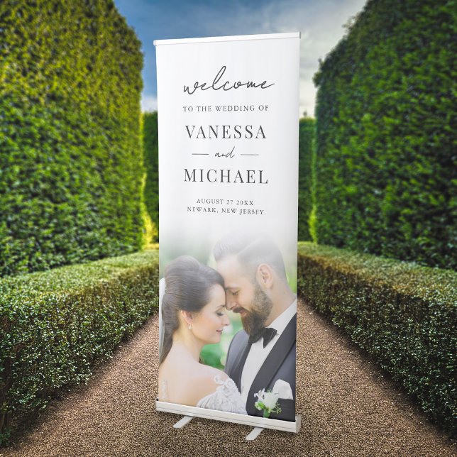 Simple Elegant Photo Wedding Welcome Retractable Banner (Creator Uploaded)