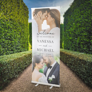 Simple Elegant Photo Wedding Welcome Retractable Banner