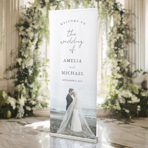 Simple Elegant Photo Wedding Welcome Retractable Banner