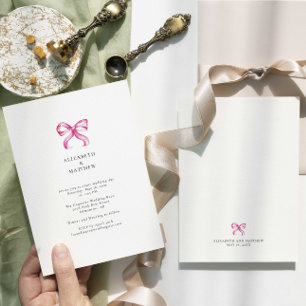 Simple Elegant Pink Bow Coquette Wedding Invitation
