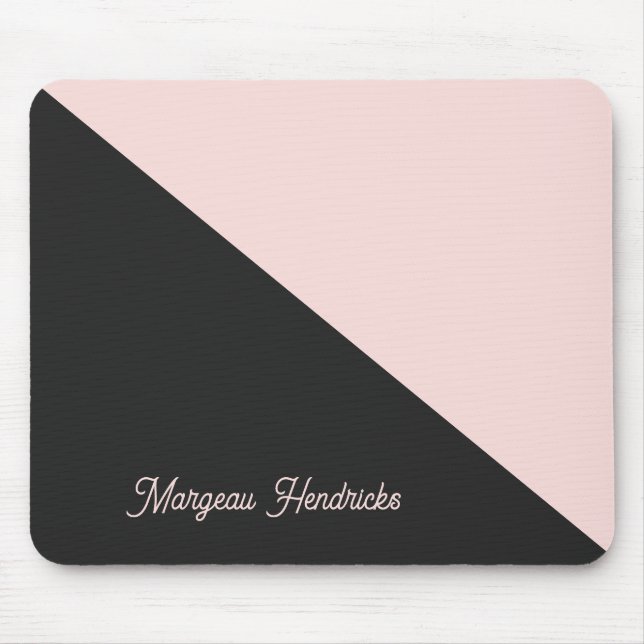 Simple Elegant Pink & Charcoal Grey Personalised Mouse Mat (Front)