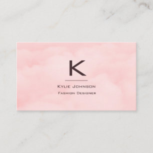 Simple Elegant Pink Cloud Monogram Personalised Business Card