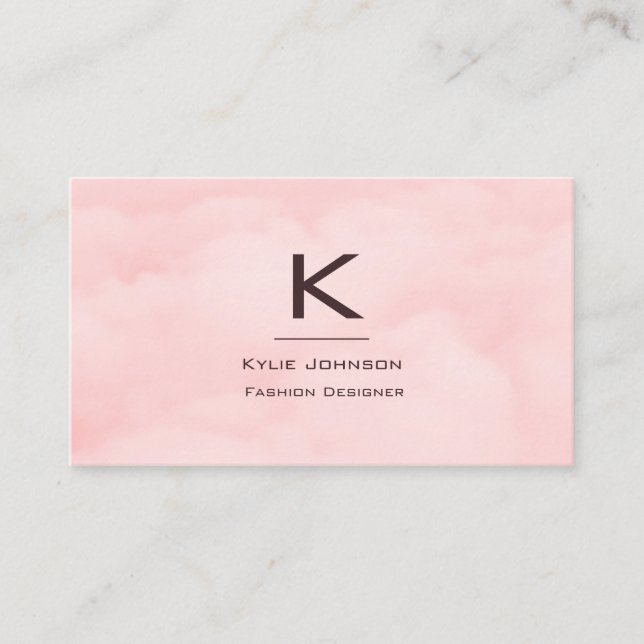 Simple Elegant Pink Cloud Monogram Personalised Business Card (Front)