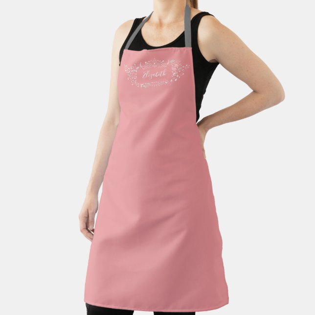 Simple Elegant Pink Girly Cooking Baking Monogram Apron (Insitu)