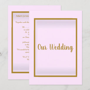 Simple & Elegant Pink Gold Border Wedding Invitation