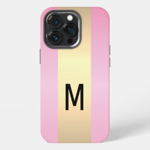 Simple Elegant Pink Gold Metallic monogrammed iPhone 13 Pro Case