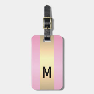 Simple Elegant Pink Metal monogrammed Name Luggage Tag