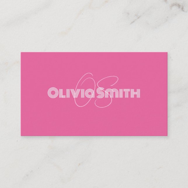 Simple Elegant Pink Minimalist Business Card (Front)
