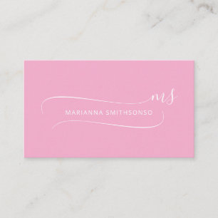 Simple Elegant Pink Minimalist Two Monogram Business Card