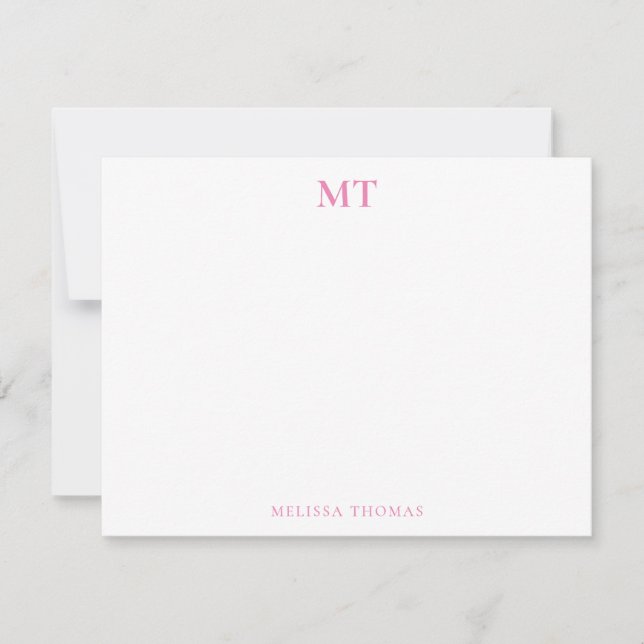 Simple Elegant Pink Monogram  Card (Front)