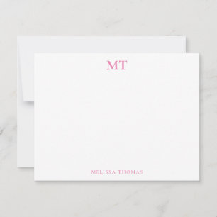 Simple Elegant Pink Monogram  Card