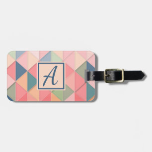 Simple Elegant Pink Monogram Intial Luggage Tag