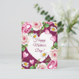 Simple Elegant Pink Nature Mother's Day Holiday Postcard