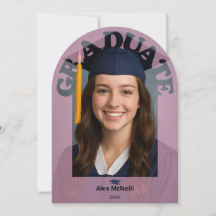 Simple Elegant Pink Round Photo Graduation Invitation