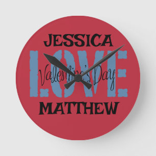 simple elegant pink valentine, Sweet for couple Round Clock
