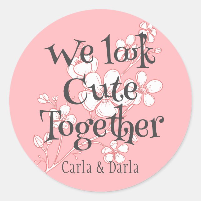 simple elegant pink valentine, Sweet for Friends Classic Round Sticker (Front)