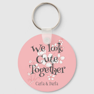 simple elegant pink valentine, Sweet for Friends  Key Ring