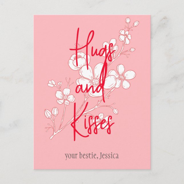 simple elegant pink valentine, Sweet for Friends  Postcard (Front)