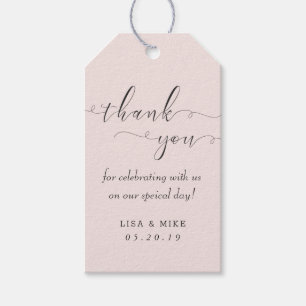 Simple Elegant Pink Wedding Favour Thank You Gift Tags