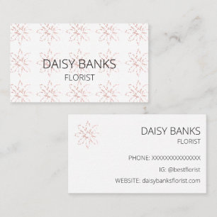 Simple Elegant Pink & White Multi Pattern Flower Business Card