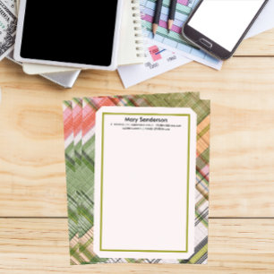Simple Elegant Plaid Paper Green Frame Letterhead