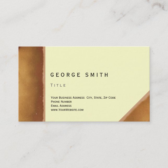 Simple Elegant Plain Brown Yellow Business Card (Front)