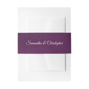 Simple Elegant Plum Purple or Eggplant Wedding  Invitation Belly Band