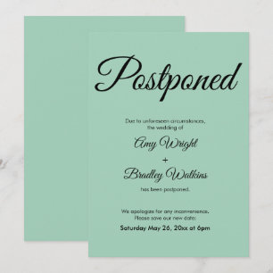 Simple Elegant Postponed Wedding Green Card