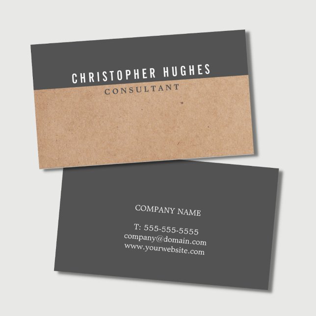 Simple Elegant PRINTED Kraft Grey Consultant Business Card (Creator Uploaded)