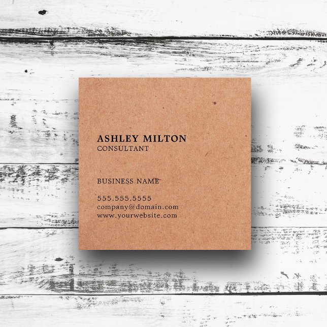Simple Elegant PRINTED Kraft Paper Consultant Square Business Card (Creator Uploaded)