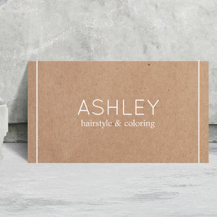 Simple Elegant Printed Kraft White Hairstylist  Business Card
