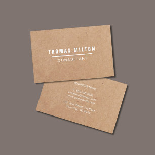 Simple Elegant PRINTED Kraft White Line Consultant Business Card