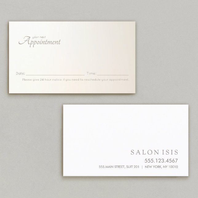 Simple Elegant Professional Appointment Reminder (elegant pale yellow gradient appointment card)