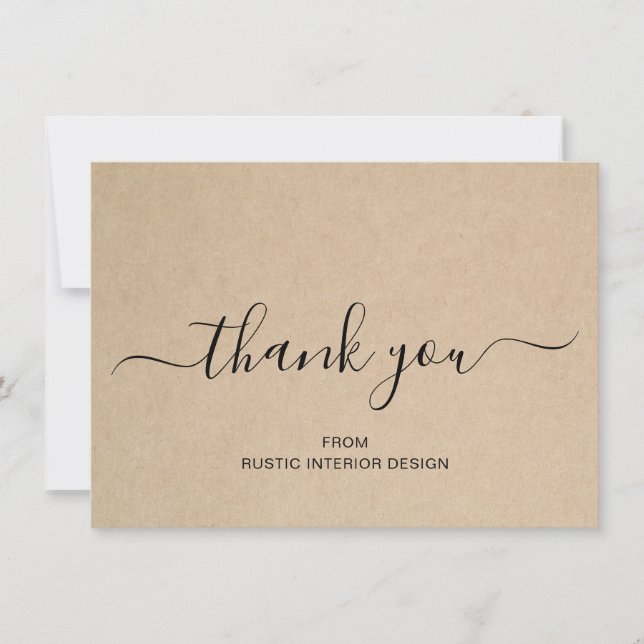 Simple Elegant Professional Business Rustic Thank You Card (Front)