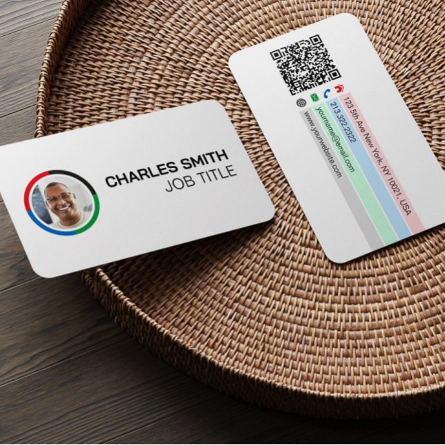 Simple Elegant Professional Colourful Photo QR Cod Business Card (Creator Uploaded)
