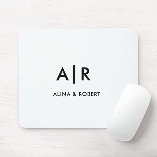 Simple Elegant Professional  Monogram Minimalist Mouse Mat (With Mouse)