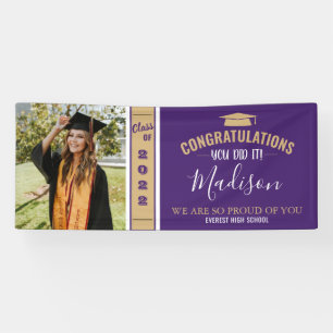 Simple Elegant Purple 1 Photo Graduation Banner