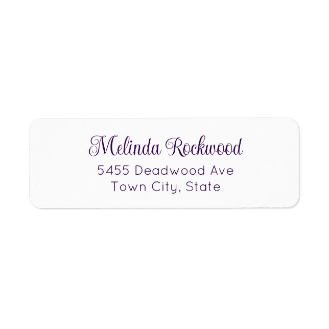 Simple & Elegant Purple 2-Line Return Address (Front)