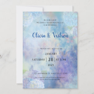 Simple Elegant Purple Butterflies Wedding Invitation