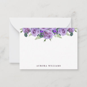 Simple Elegant Purple Floral Personal Stationery Card