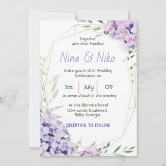 Simple elegant purple flowers design  Invitation