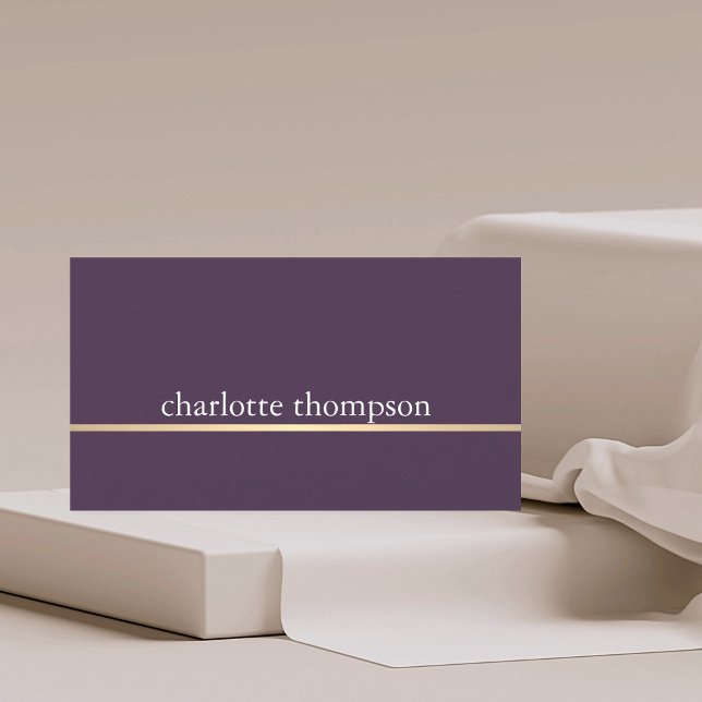 Simple Elegant Purple Gold Line Consultant Business Card (Creator Uploaded)