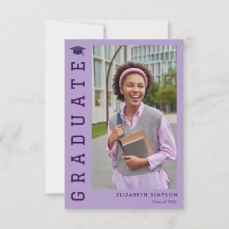 simple elegant purple graduation announcement