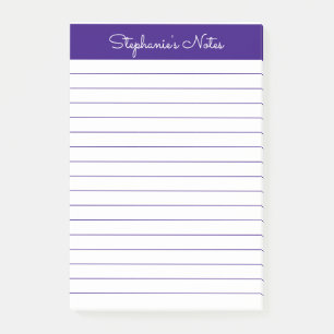 Simple Elegant Purple Lined Personalised Post-it Notes